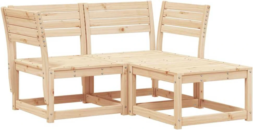 Lauko baldų komplektas Sodo sofos komplektas, 3 dalių, pušies medienos masyvas
