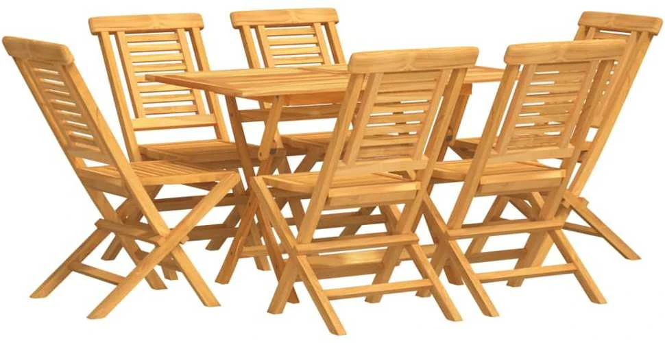 Lauko baldų komplektas Sodo valgomojo baldų komplektas, 7 dalių, tikmedžio masyvas