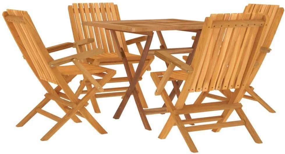 Lauko baldų komplektas Sodo valgomojo baldų komplektas, 5 dalių, tikmedžio masyvas