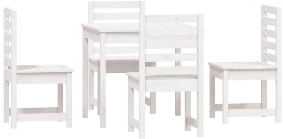 Lauko baldų komplektas Sodo valgomojo baldų komplektas, 5 dalių, baltas, pušis