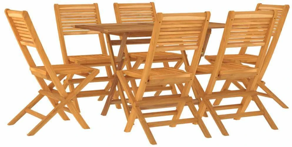 Lauko baldų komplektas Sodo valgomojo baldų komplektas, 7 dalių, tikmedžio masyvas
