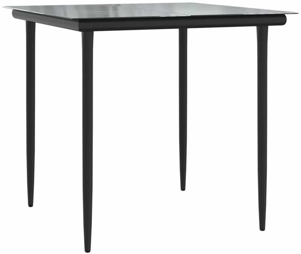 Lauko baldų komplektas Sodo valgomojo komplektas, 5 dalių, juodas, plienas/tekstilenas