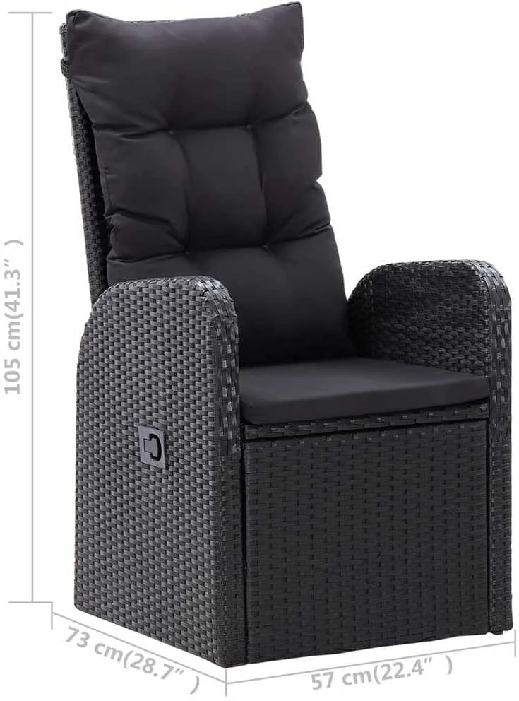 Lauko baldų komplektas Sodo valgomojo komplektas, 5 dalių, juodas (147876+2x46065)