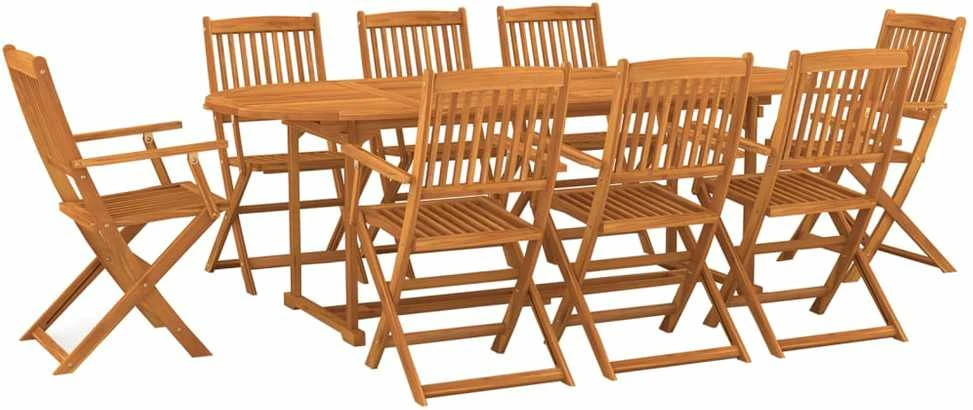Lauko baldų komplektas Sodo valgomojo komplektas, 9 dalių, 220x90x75 cm, akacija