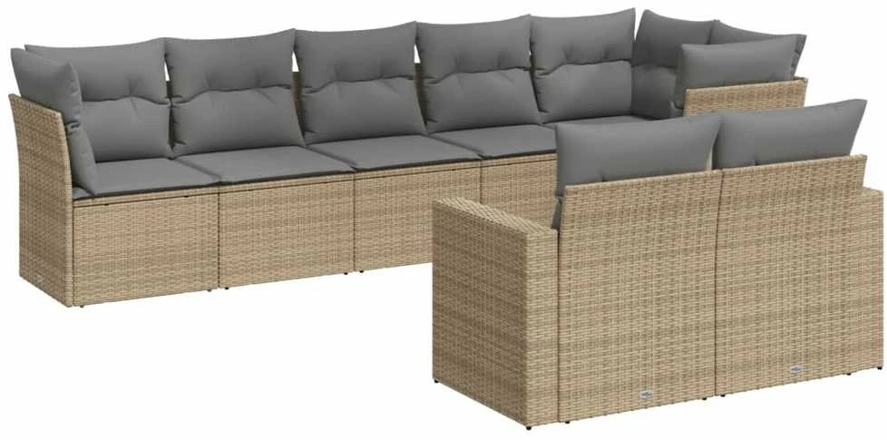 Sofa Sofos komplektas su pagalvėlėmis, 8 dalių, smėlio, poliratanas