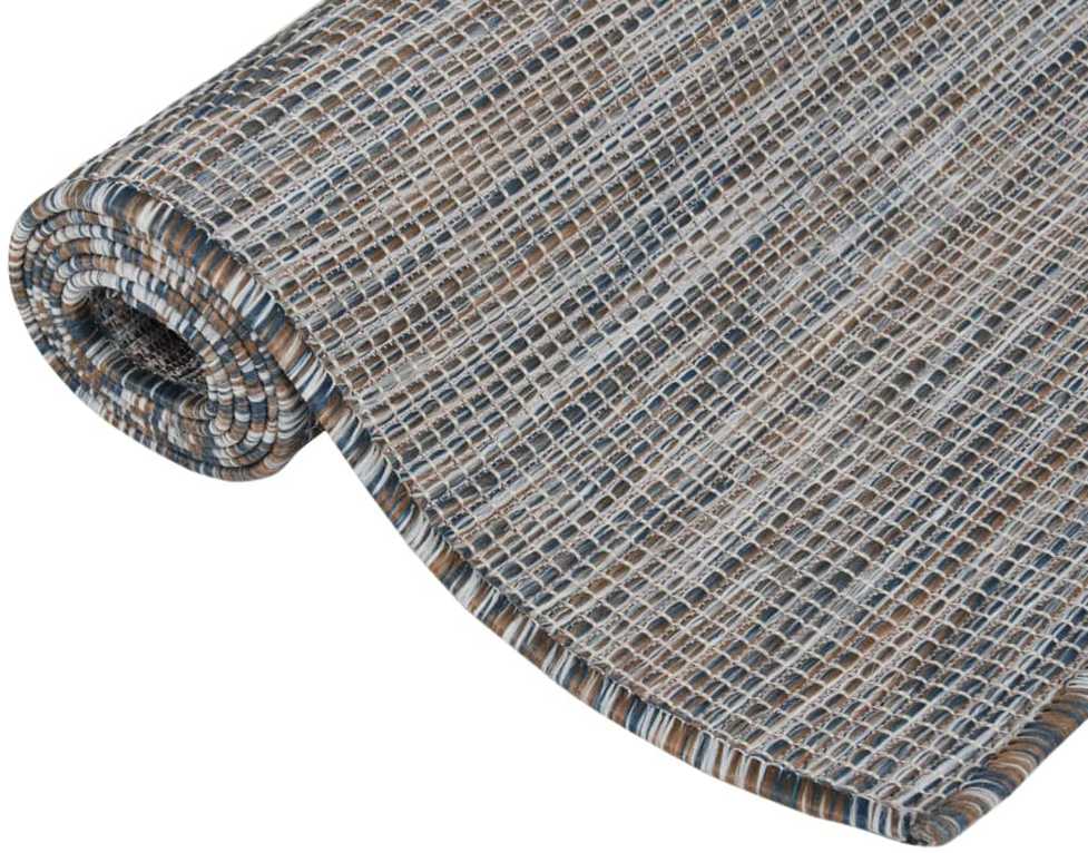 Lauko kilimėlis, rudas ir mėlyna, 100x200cm, plokščio pynimo