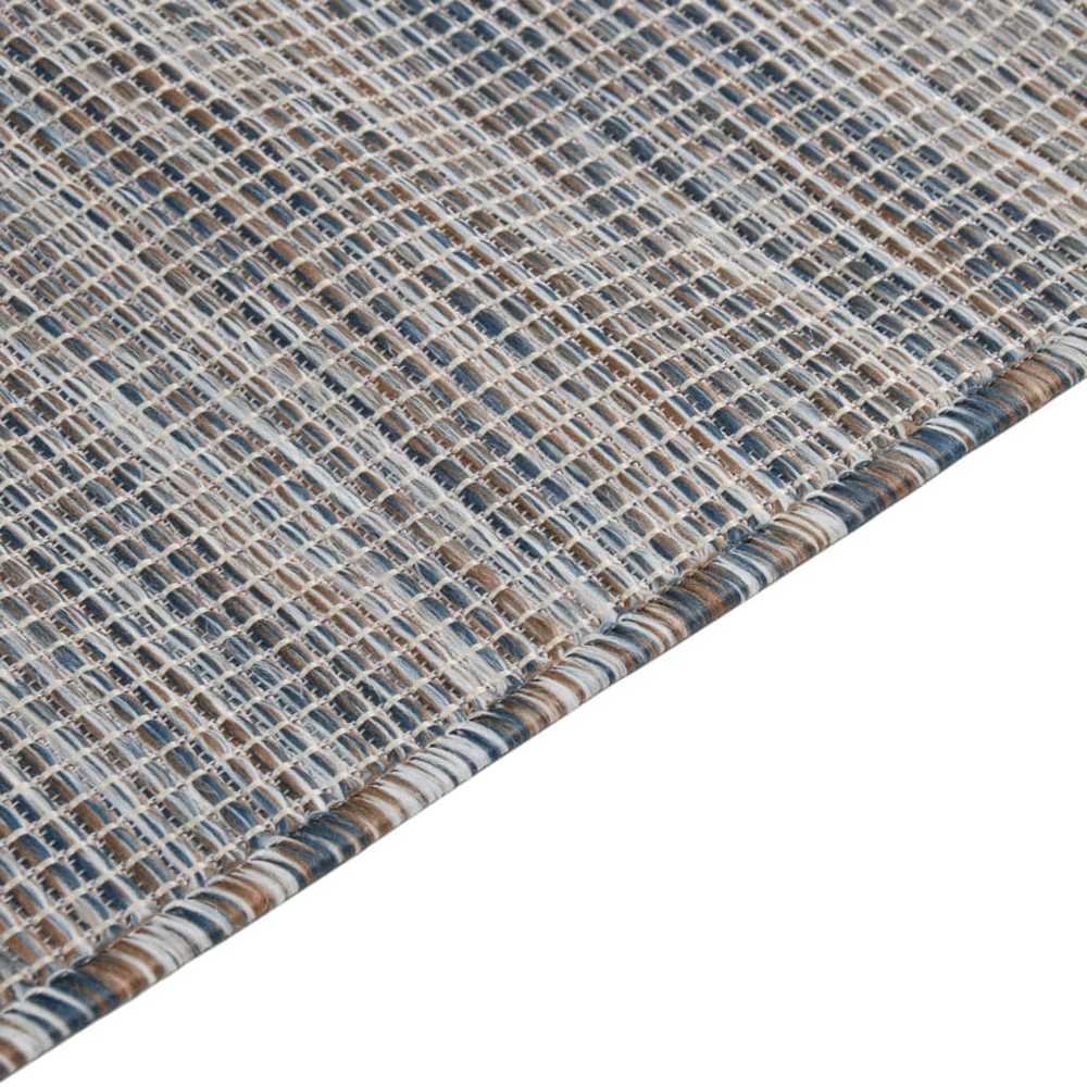 Lauko kilimėlis, rudas ir mėlyna, 140x200cm, plokščio pynimo