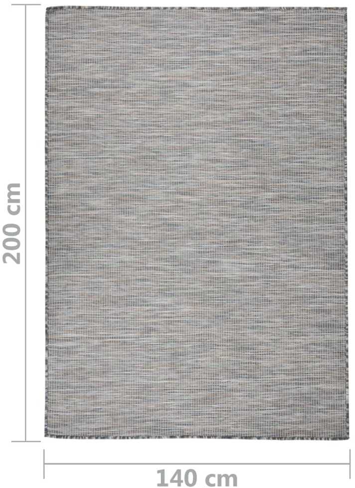 Lauko kilimėlis, rudas ir mėlyna, 140x200cm, plokščio pynimo