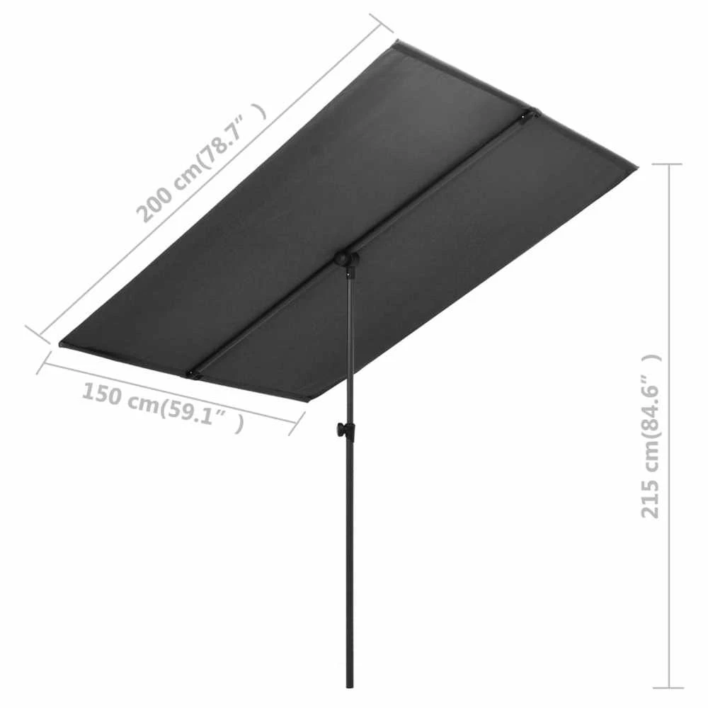 Sodo skėtis nuo saulės su aliuminio stulpu, antracito, 2x1,5m
