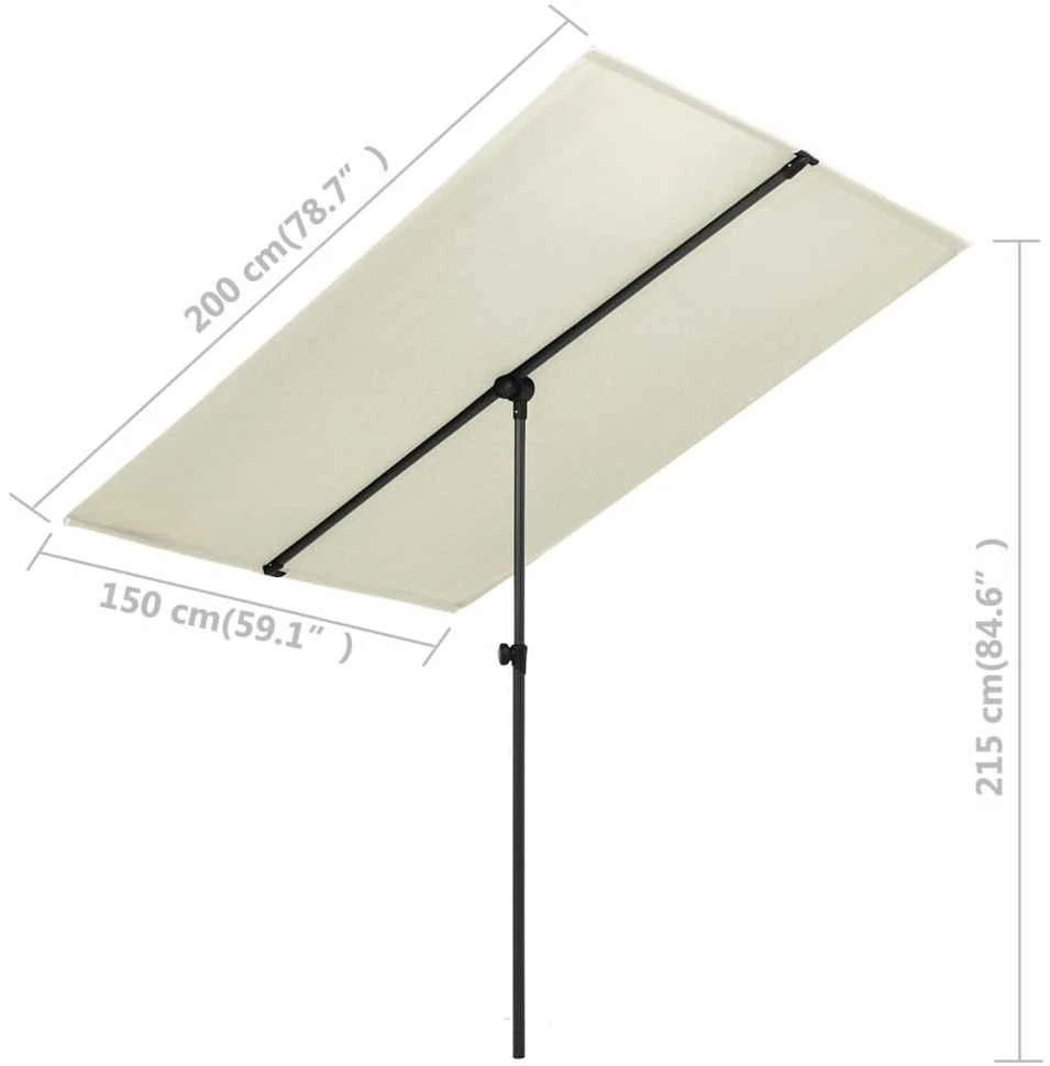 Sodo skėtis nuo saulės su aliuminio stulpu, smėlio, 2x1,5m