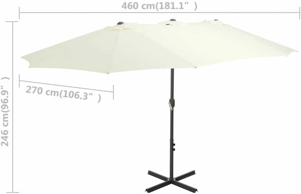Lauko skėtis nuo saulės su aliuminio stulpu, smėlio, 460x270cm