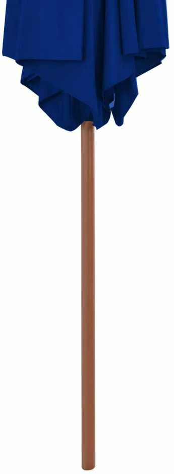 Lauko skėtis su mediniu stulpu, mėlynos spalvos, 270cm
