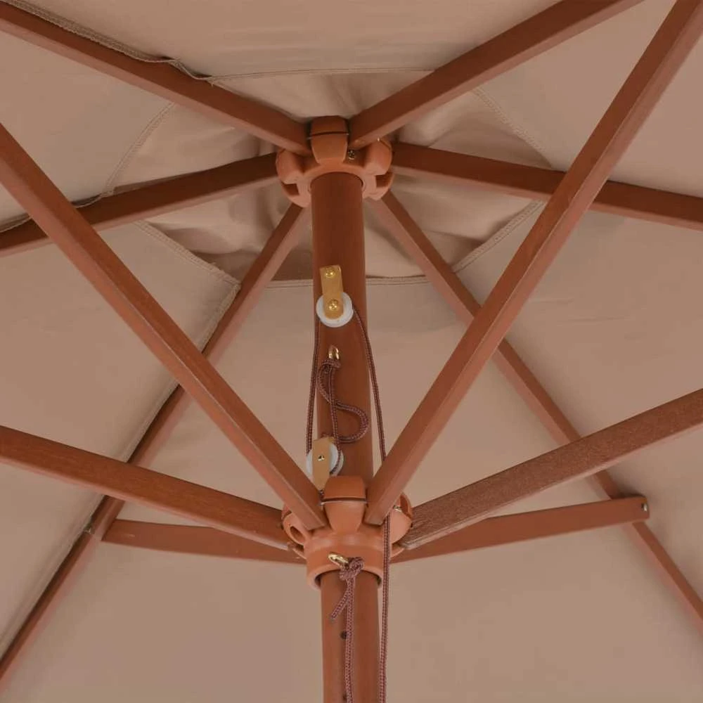 Lauko skėtis nuo saulės su mediniu stulpu, taupe, 270cm