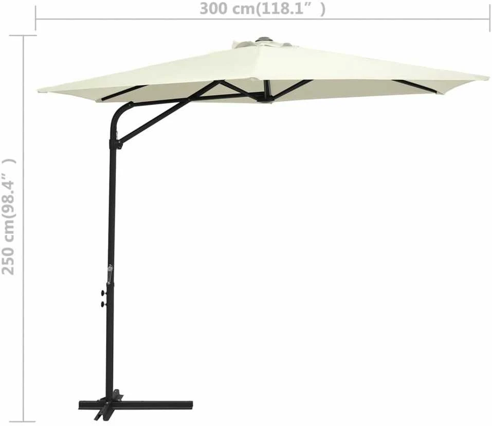 Lauko skėtis nuo saulės su plieniniu stulpu, smėlio, 300cm