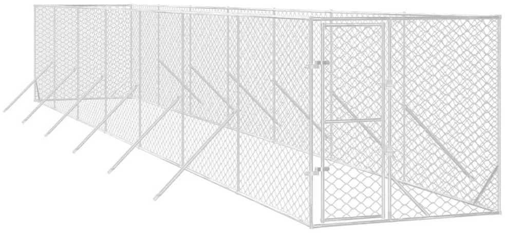 Lauko voljeras šunims, sidabrinis, 2x14x2m, plienas