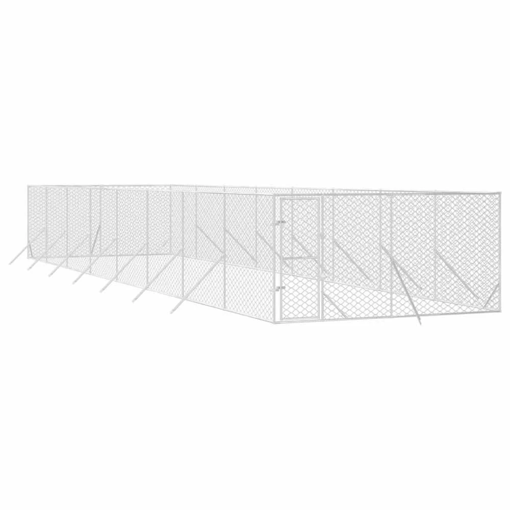 Lauko voljeras šunims, sidabrinis, 4x16x2m, plienas