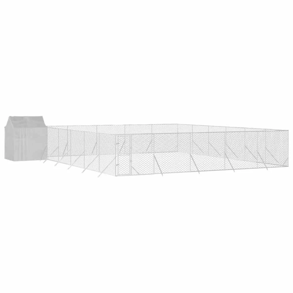 Lauko voljeras šunims su stogu, sidabrinis, 12x12x2,5m, plienas