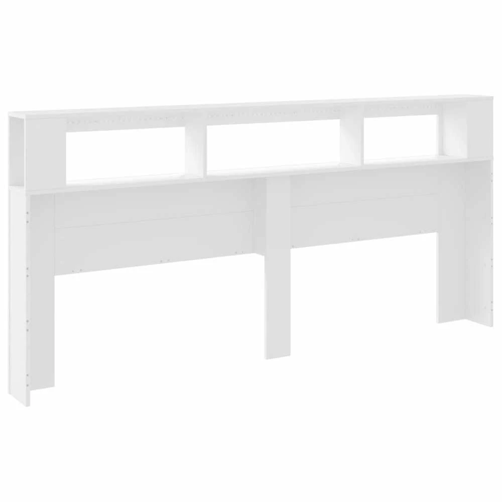 LED galvūgalis, baltas, 220x18,5x103,5cm, apdirbta mediena