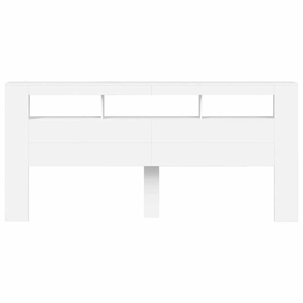 LED galvūgalis, baltas, 220x18,5x103,5cm, apdirbta mediena