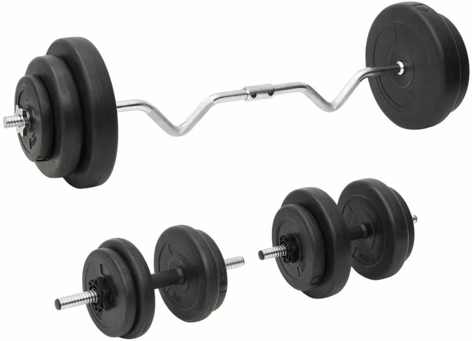 Lenkta štanga ir svarmenys su svoriais, 60kg