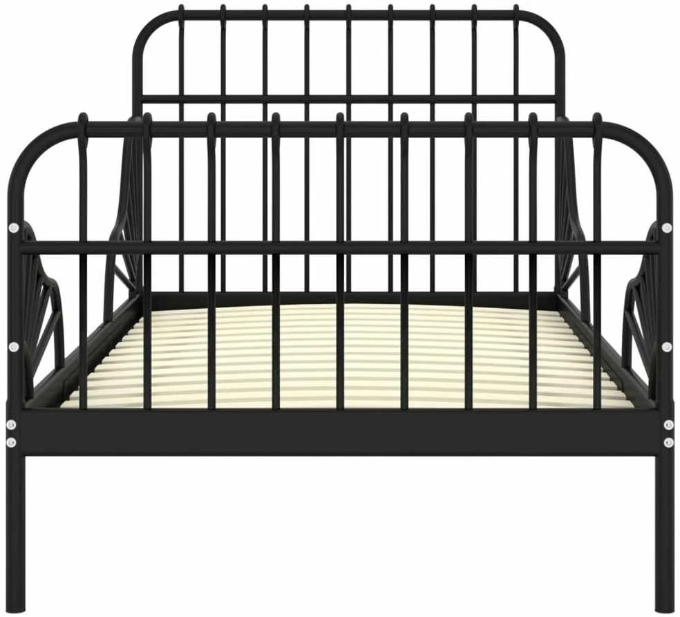 Lova Išskleidžiamas lovos rėmas, juodas, 80x130/200cm, metalas