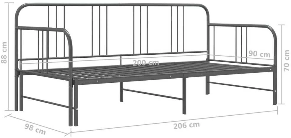 Ištraukiamos sofos-lovos rėmas, pilkas, 90x200cm, metalas