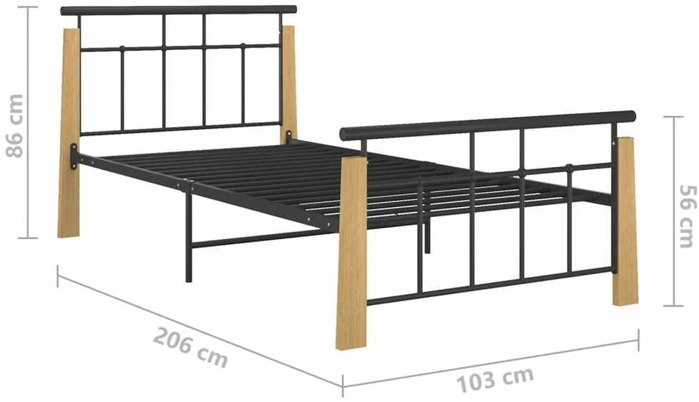 Lovos rėmas, 90x200cm, metalas ir ąžuolo medienos masyvas