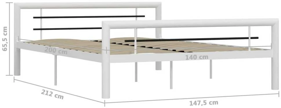 Lovos rėmas, baltos ir juodos spalvos, 140x200cm, metalas
