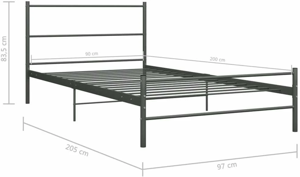 Lovos rėmas, pilkos spalvos, 90x200cm, metalas