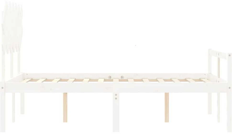 Lova senjorams su galvūgaliu, baltas, 120x200 cm, mediena