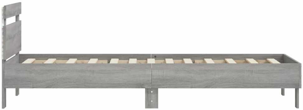 Lovos rėmas su galvūgaliu ir LED lemputėmis, pilkas, 75x190cm