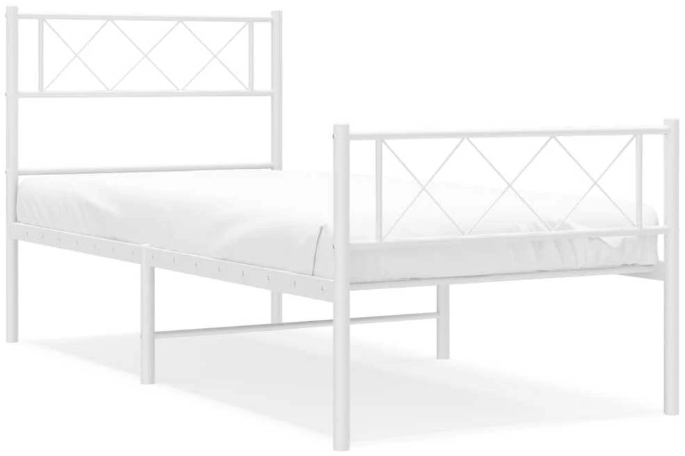 Lovos rėmas su galvūgaliu/kojūgaliu, baltas, 100x200cm, metalas