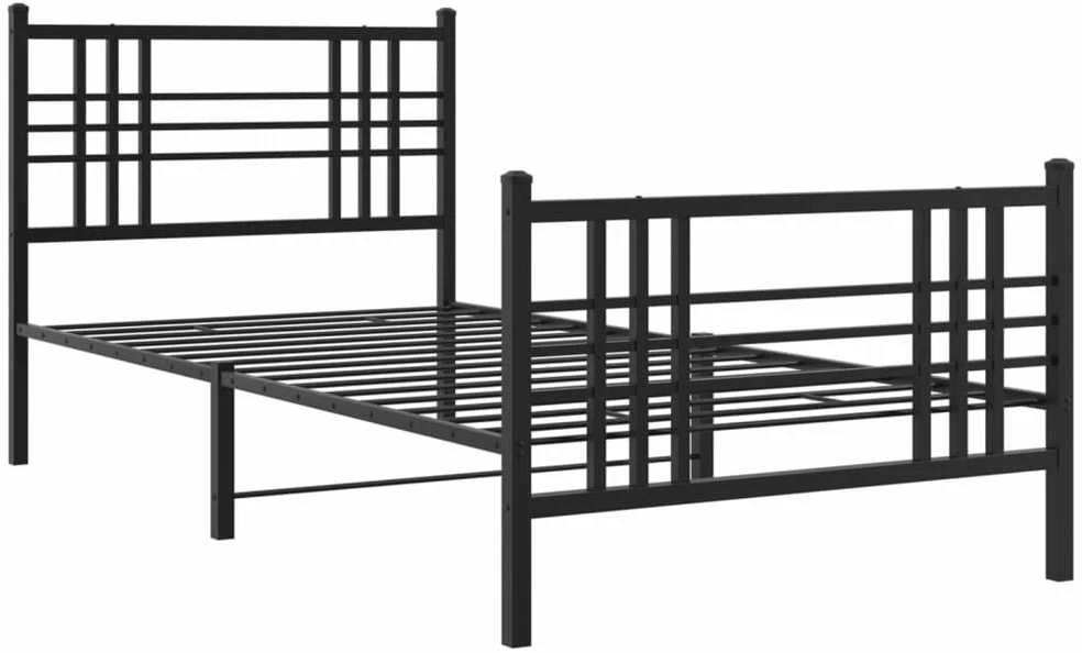 Lovos rėmas su galvūgaliu/kojūgaliu, juodas, 100x200cm, metalas