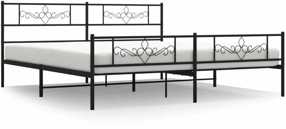 Lovos rėmas su galvūgaliu/kojūgaliu, juodas, 200x200cm, metalas