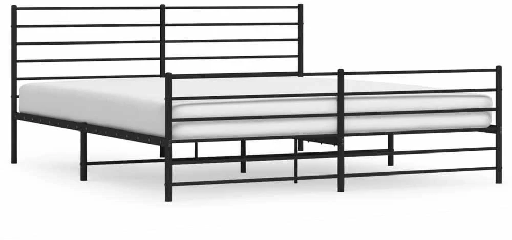 Lovos rėmas su galvūgaliu/kojūgaliu, juodas, 200x200cm, metalas