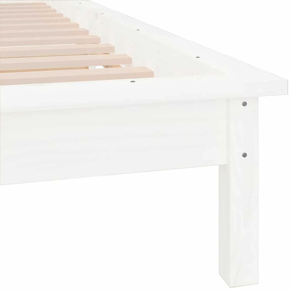 Lovos rėmas su LED, baltos spalvos, 100x200cm, medienos masyvas