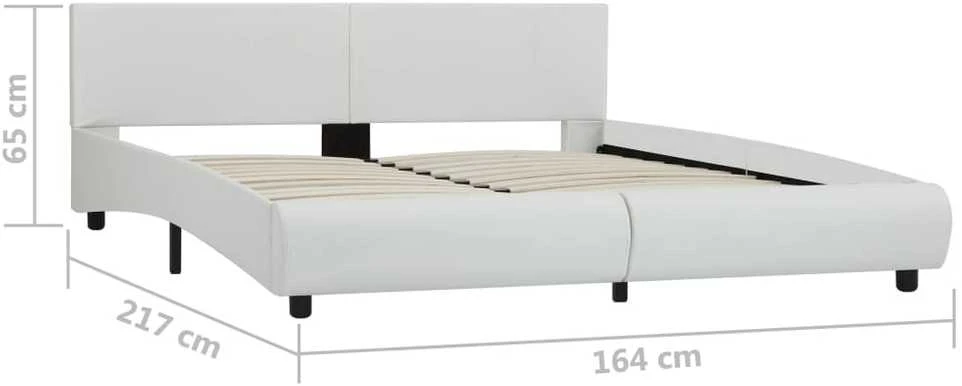 Lovos rėmas su LED, baltos spalvos, 160x200cm, dirbtinė oda