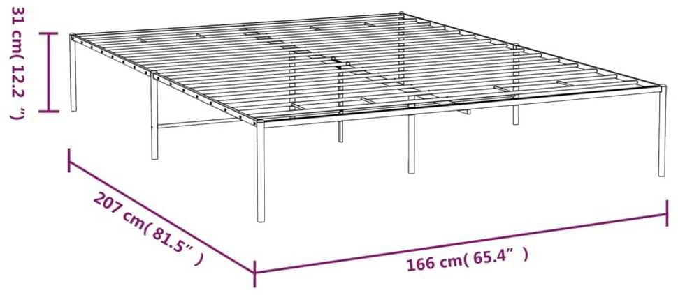 Metalinis lovos rėmas, juodos spalvos 160x200 cm