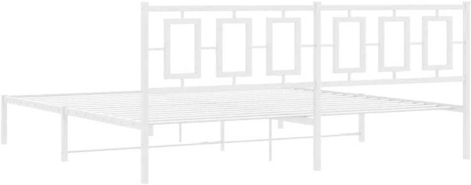 Metalinis lovos rėmas su galvūgaliu, baltos spalvos, 200x200cm