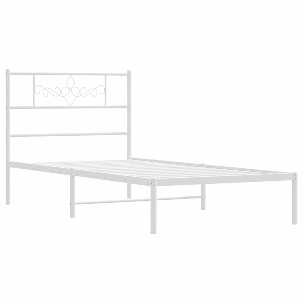 Metalinis lovos rėmas su galvūgaliu, baltos spalvos, 100x200cm