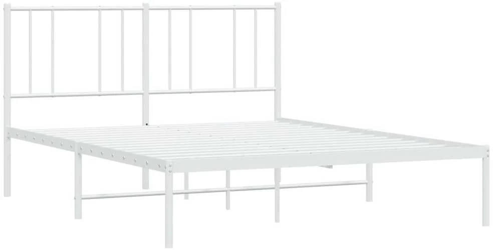 Lova Metalinis lovos rėmas su galvūgaliu, baltos spalvos, 135x190cm
