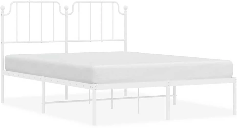 Lova Metalinis lovos rėmas su galvūgaliu, baltos spalvos, 135x190cm