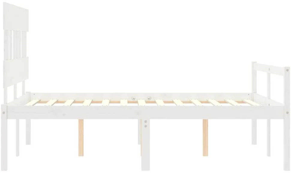 Lova senjorams su galvūgaliu, baltas, 140x190 cm, mediena
