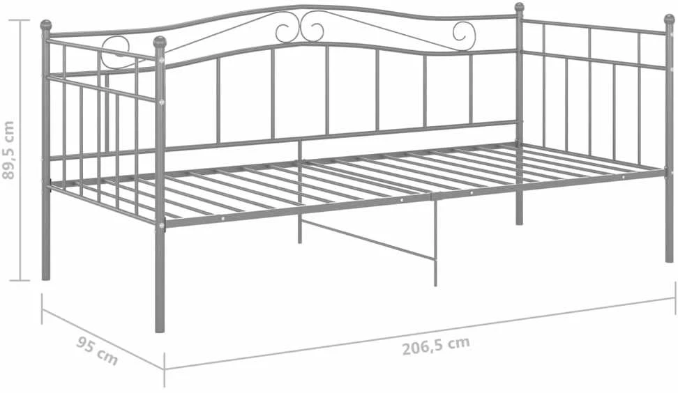 Sofos-lovos rėmas, pilkos spalvos, 90x200cm, metalas