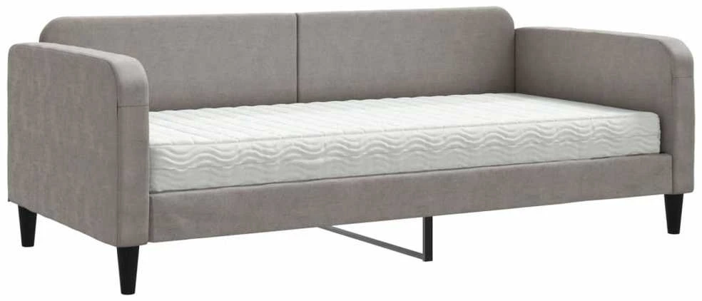 Lova su čiužiniu, taupe spalvos, 90x200cm, audinys