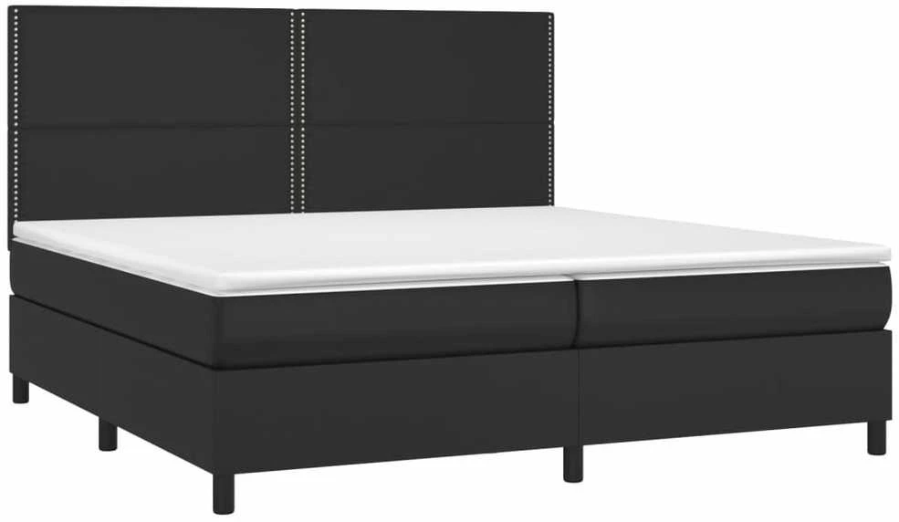 Lova su spyruoklėmis/čiužiniu/LED, juoda 200x200cm dirbtinė oda
