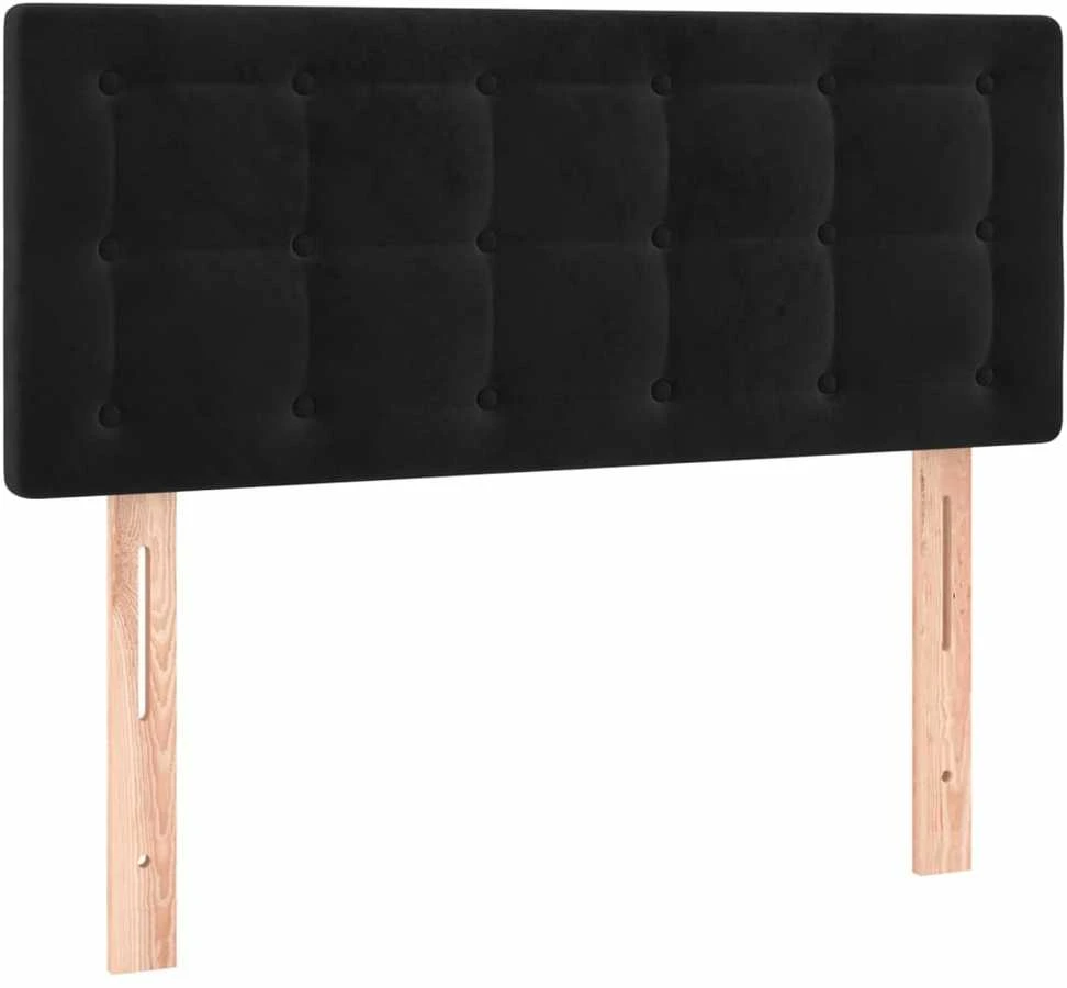 Lova su spyruoklėmis/čiužiniu/LED, juoda, 90x190cm, aksomas