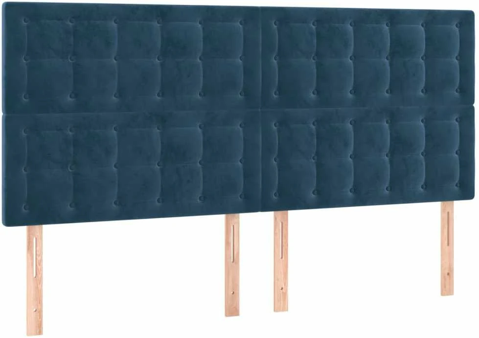Lova su spyruoklėmis ir čiužiniu, mėlyna, 160x200 cm, aksomas