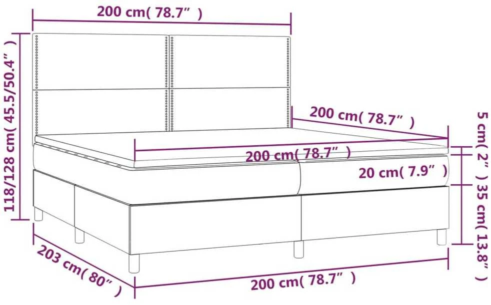 Lova su spyruoklėmis ir čiužiniu, pilka, 200x200 cm, aksomas