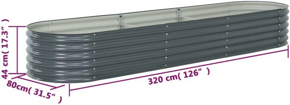 Lovelis, pilkas, 320x80x44cm, galvanizuotas plienas, aukštas